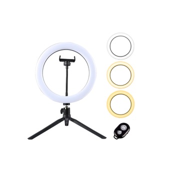 Lampa circulara Ring Light , diametru 16CM , LED , conectare USB , 3 moduri de lumina , 10 trepte reglaj , suport pentru telefon , telecomanda bluetooth pentru selfie , JRH® Lampa circulara Ring Light , diametru 16CM , LED , conectare USB , 3 moduri de lumina , 10 trepte reglaj , suport pentru telefon , telecomanda bluetooth pentru selfie , JRH®