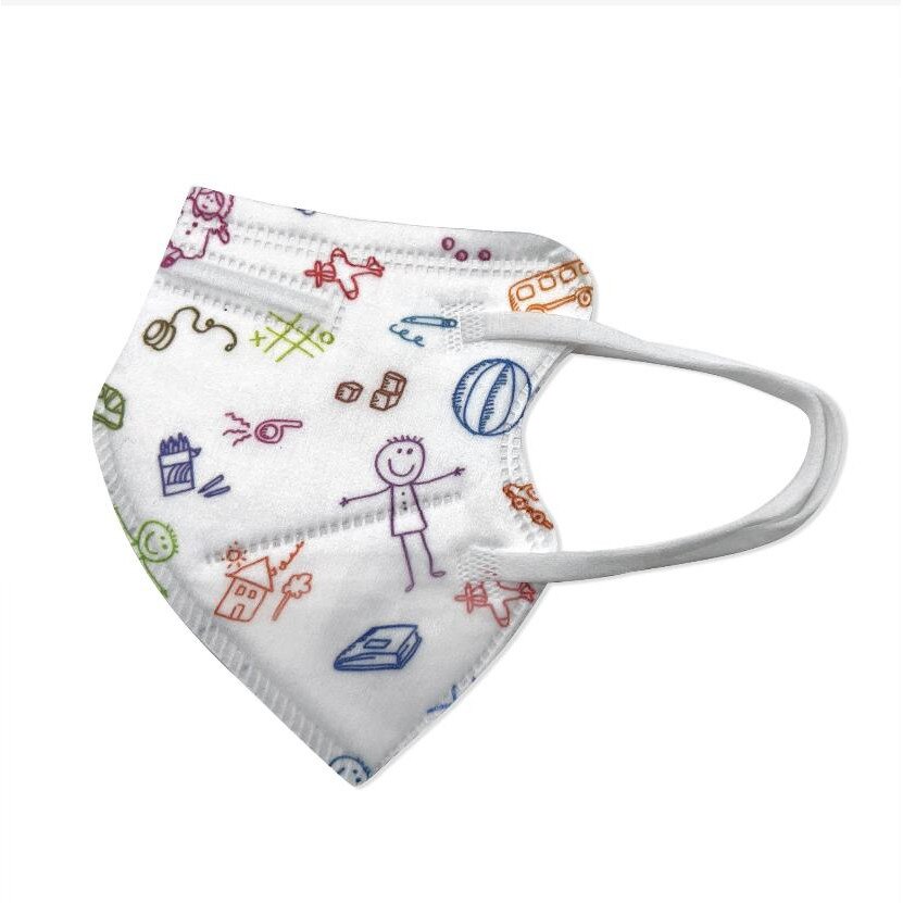 Set 5 Masti de protectie pentru copii ambalate individual, standard FFP2/KN95 din 5 straturi CE 0598 BFE>95, alb