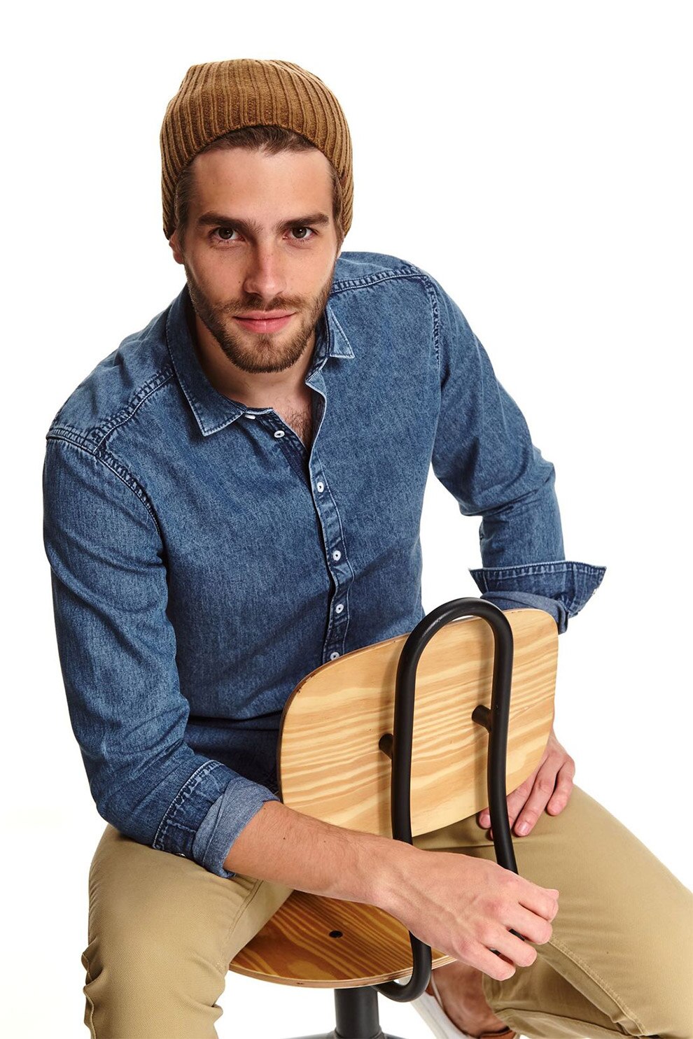 Top Secret, Camasa de denim cu aspect decolorat, Albastru