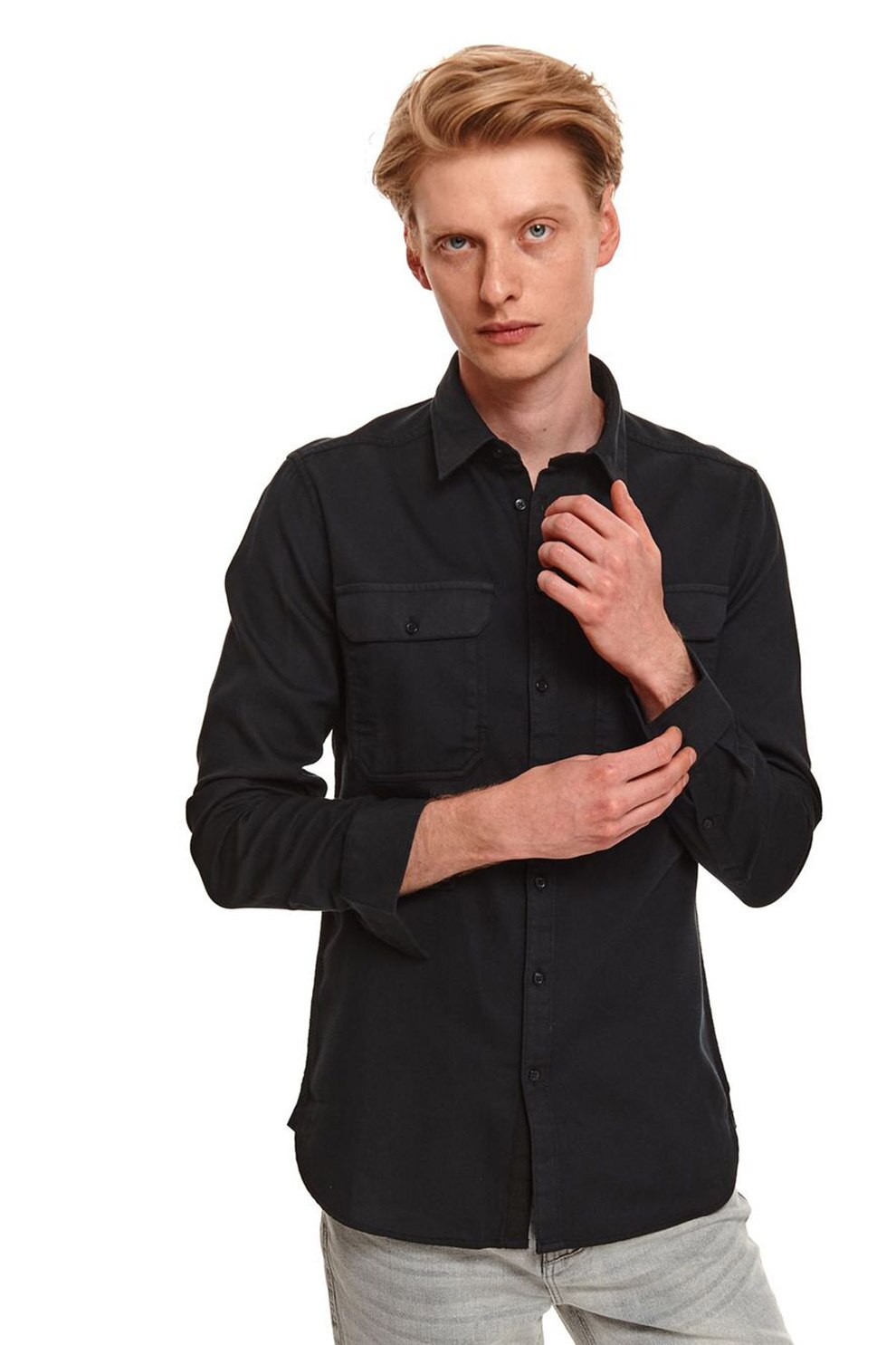 Top Secret, Camasa regular fit cu nasturi, Negru