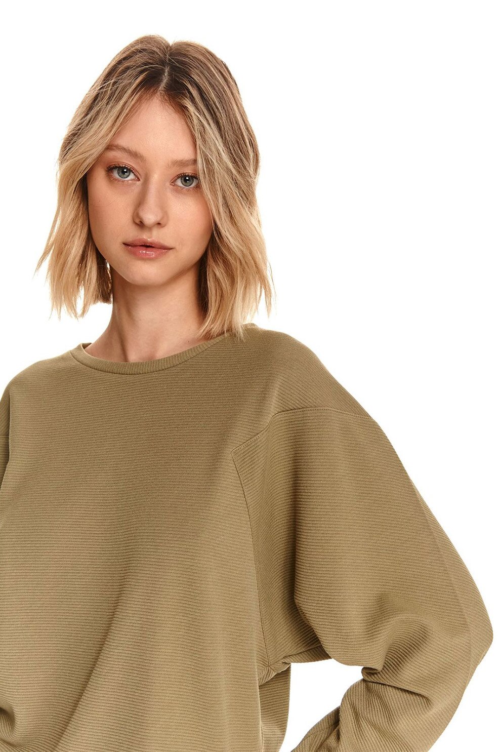 Top Secret, Bluza sport lejera cu aspect texturat, Cafeniu