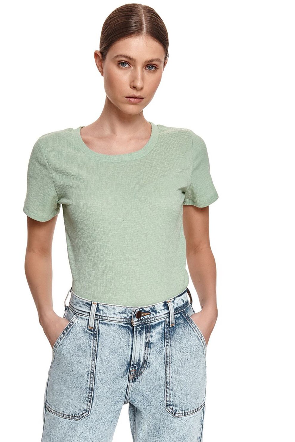 Top Secret, Tricou uni cu decolteu rotund, Verde pal
