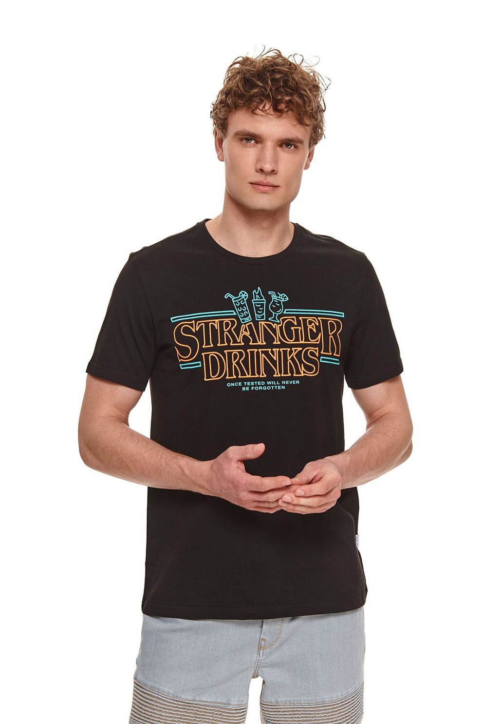 Top Secret, Tricou de bumbac cu imprimeu text, Negru/Oranj, 2XL