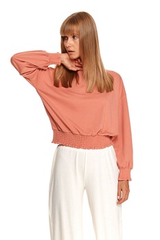 Top Secret, Bluza sport cu maneci cazute si talie elastica, Roz Top Secret, Bluza sport cu maneci cazute si talie elastica, Roz