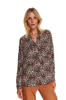 Top Secret, Camasa cu animal print si buzunare aplicate, Negru/Maro Top Secret, Camasa cu animal print si buzunare aplicate, Negru/Maro