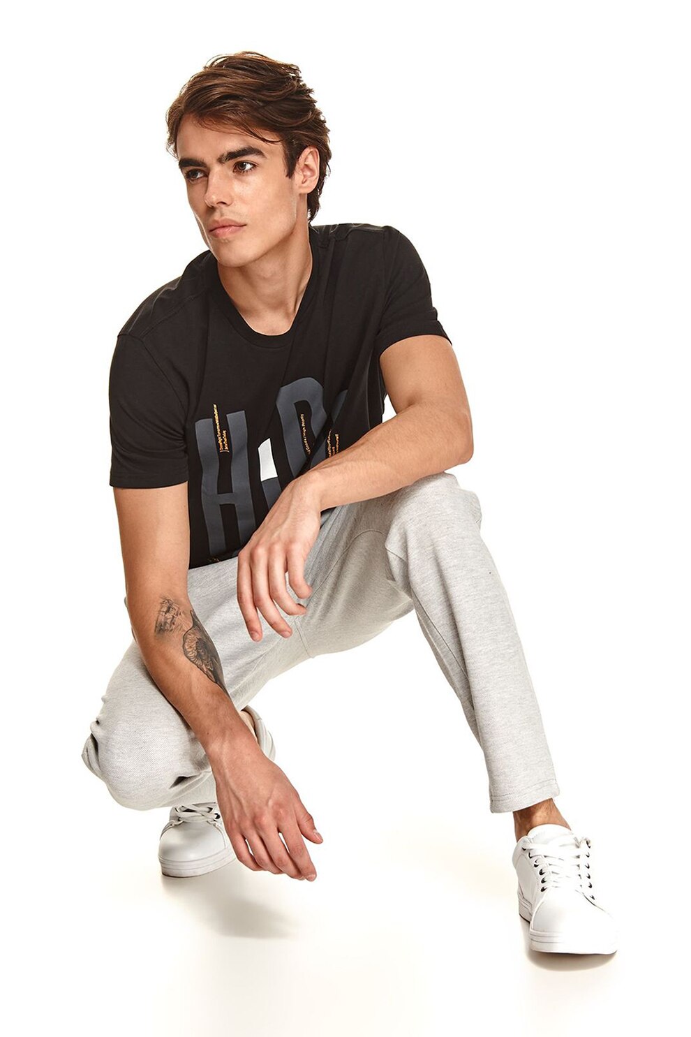 Top Secret, Pantaloni sport cu snur si talie elastica, Alb prafuit