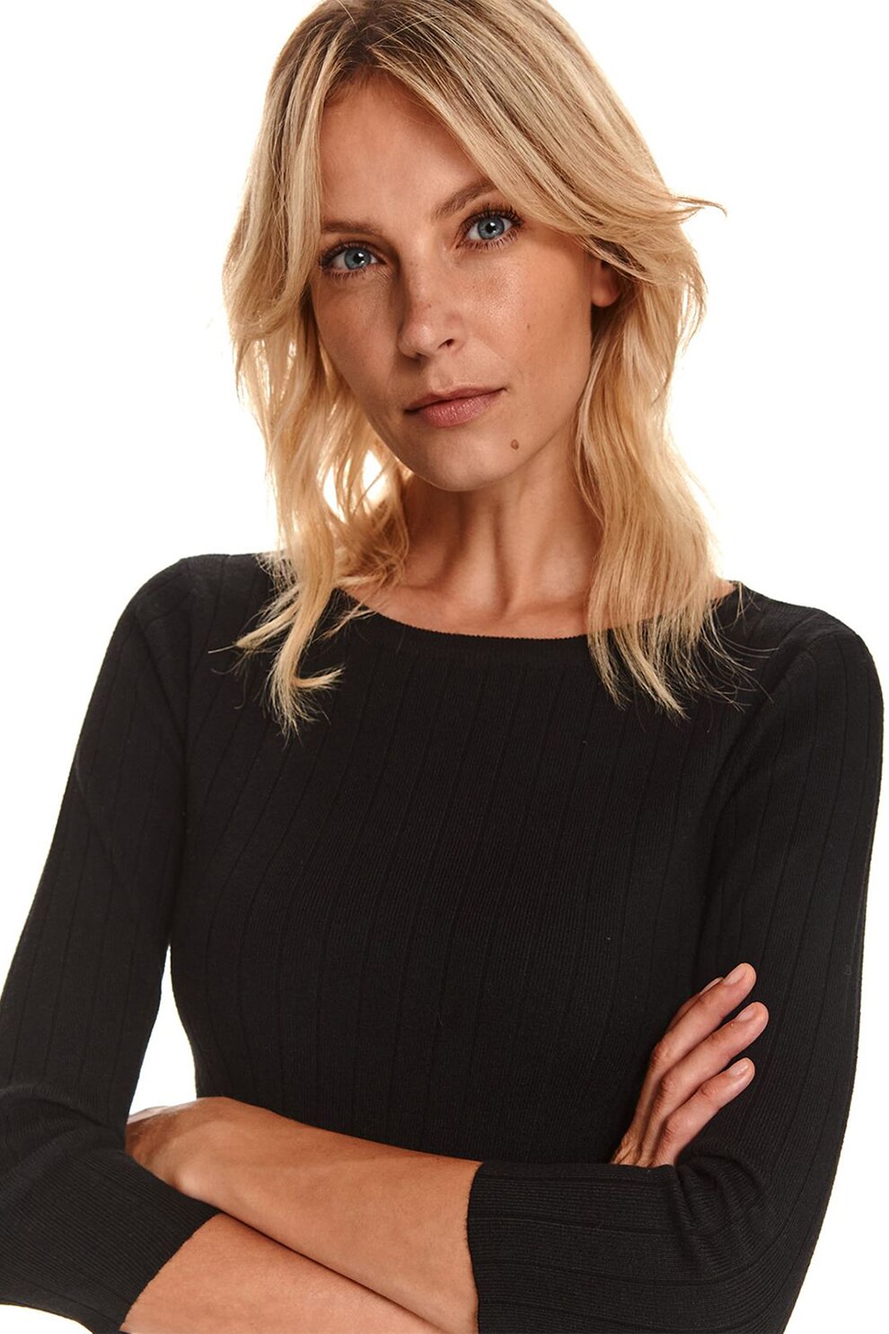 Top Secret, Rochie cambrata cu decolteu barcuta, Negru, L