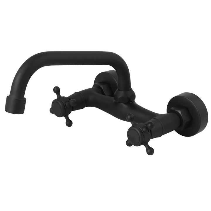 Retro "F" matt fekete fali csaptelep