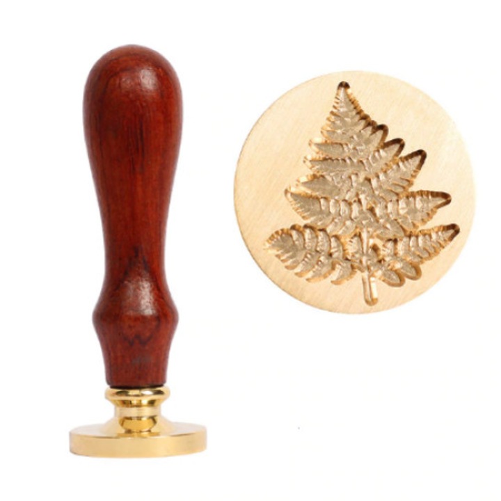 Set Sigiliu de alama, Stampila ceara cu maner lemn, model Feriga