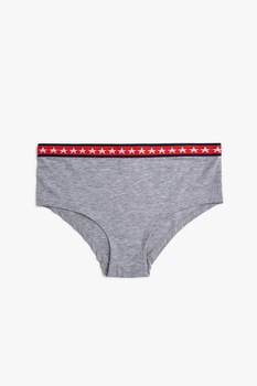 KOTON, Chiloti cu imprimeu pe partea din spate, Gri melange/Rosu KOTON, Chiloti cu imprimeu pe partea din spate, Gri melange/Rosu