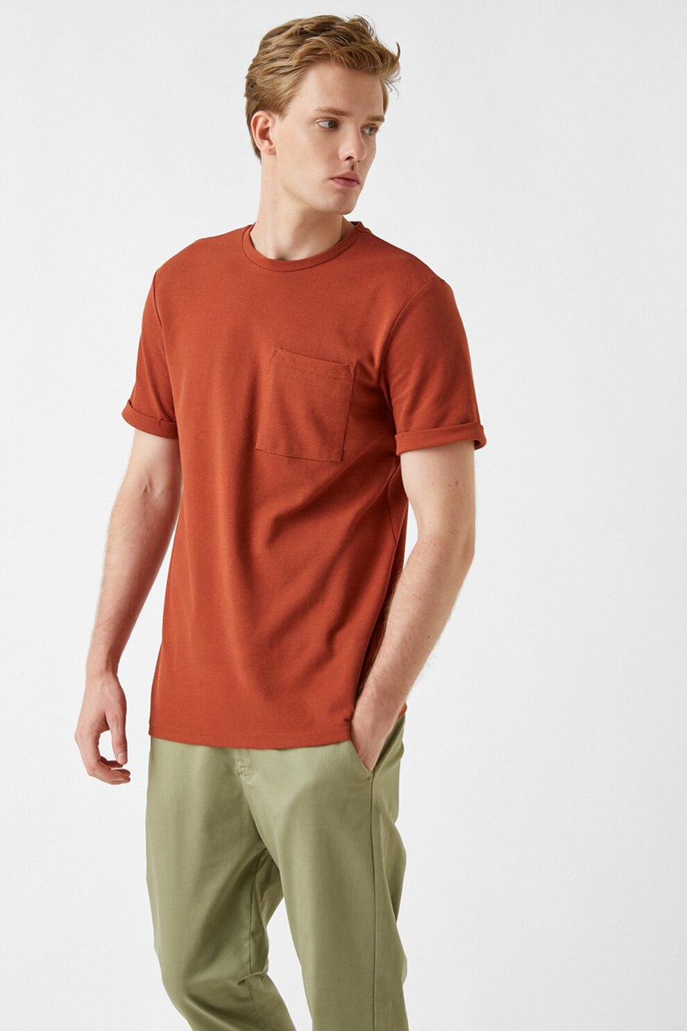 KOTON, Tricou cu buzunar pe piept, Oranj stins