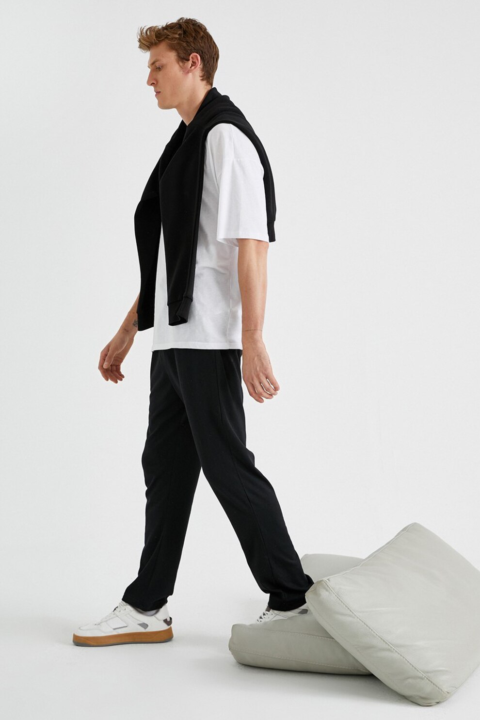 KOTON, Pantaloni sport cu snur de ajustare si talie elastica, Negru, S