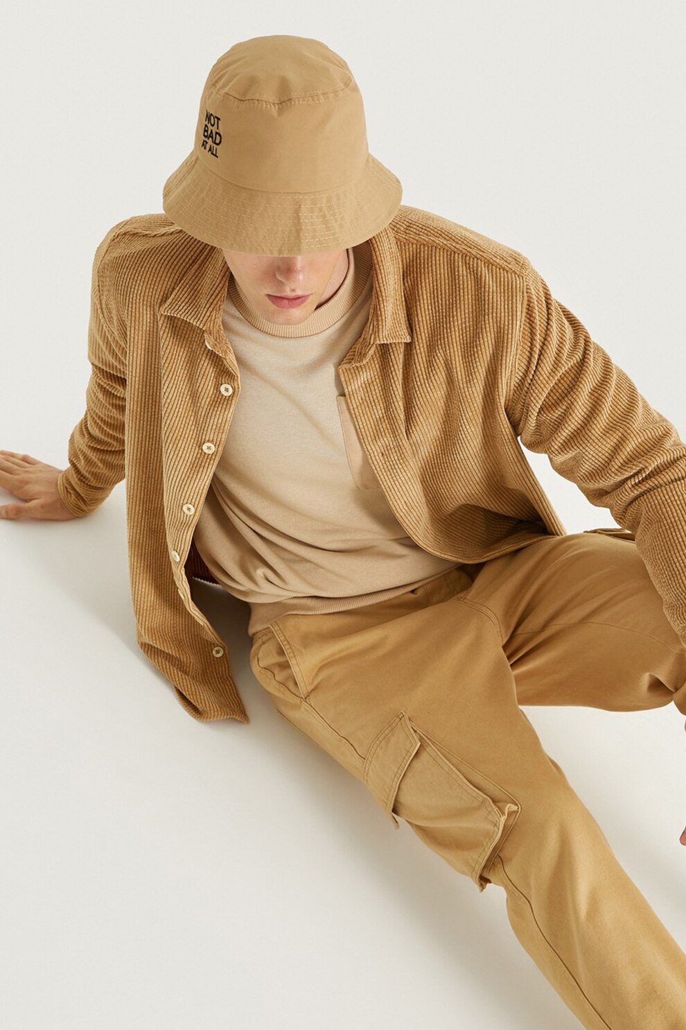 KOTON, Camasa din reiat cu guler clasic, Maro camel