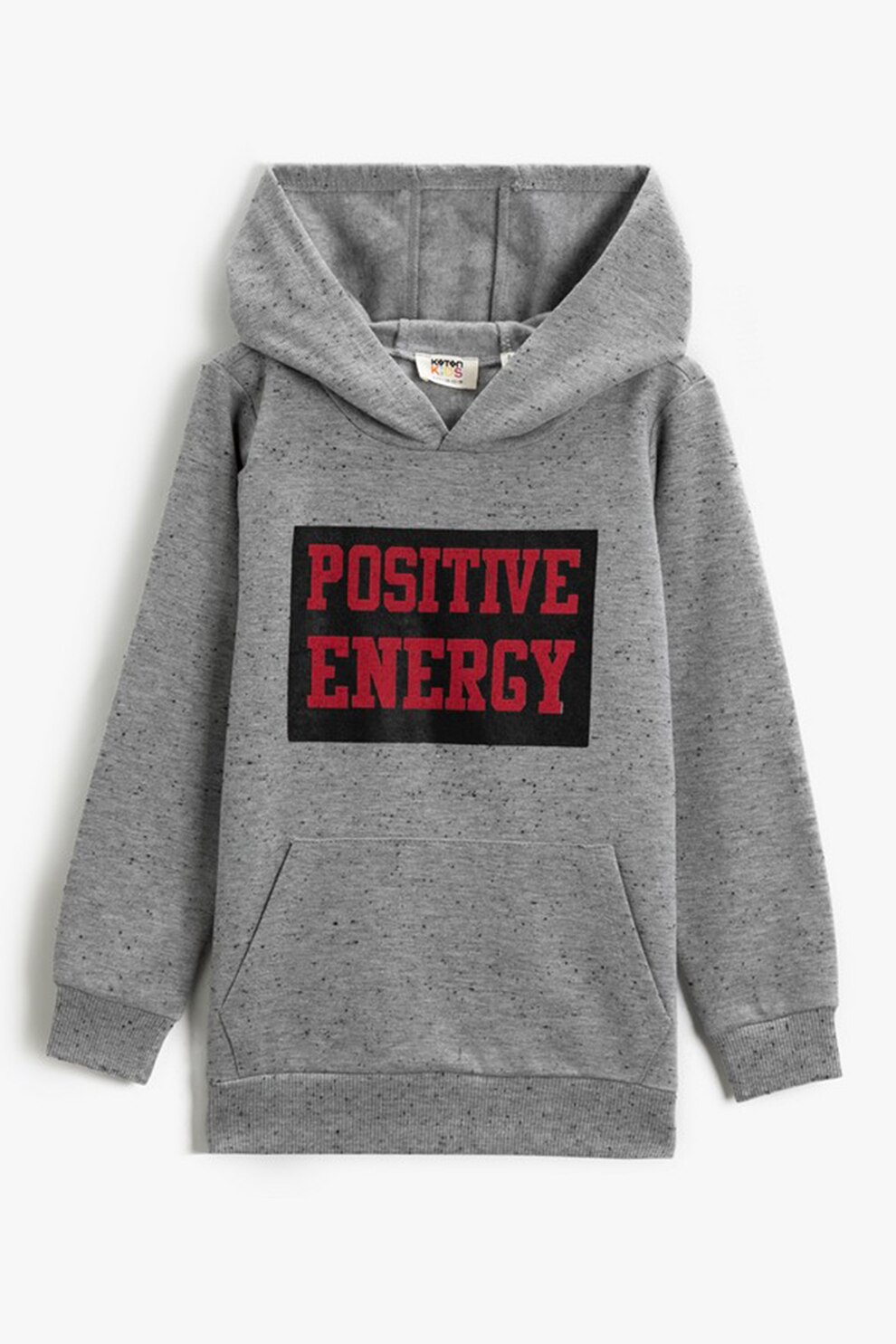 KOTON, Hanorac cu imprimeu text si buzunar kangaroo 2KKB16789TK, Gri melange