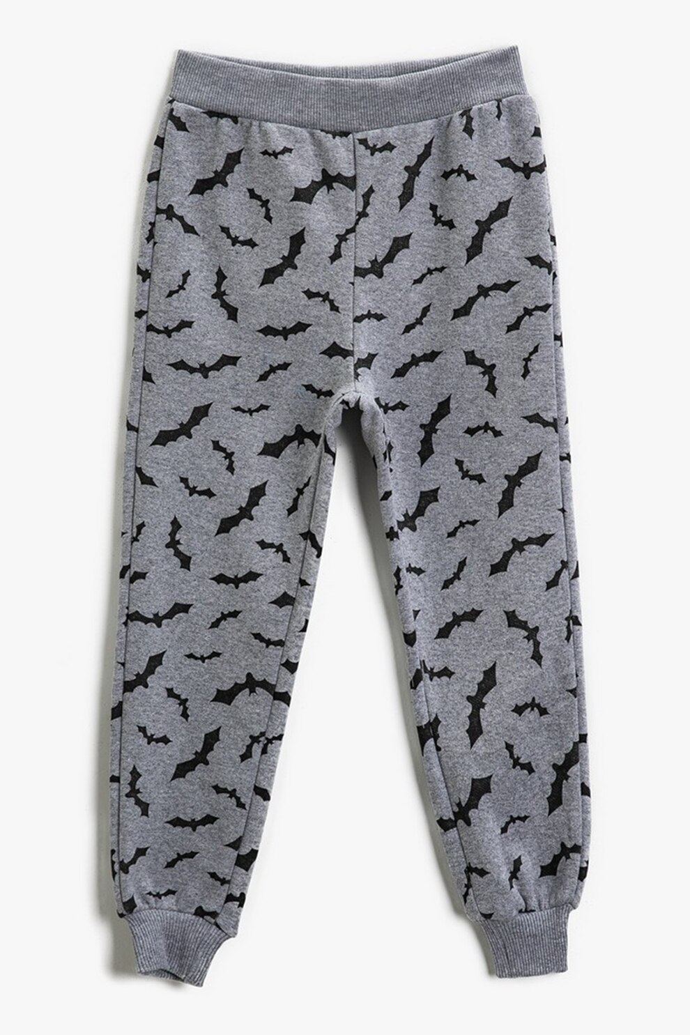 KOTON, Pantaloni sport cu imprimeu si talie elastica, Gri melange/Negru