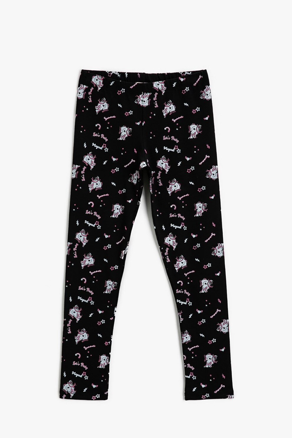 KOTON, Colanti din amestec de bumbac cu imprimeu, Negru/Alb prafuit/Roz