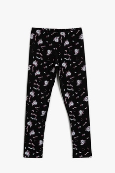 KOTON, Colanti din amestec de bumbac cu imprimeu, Negru/Alb prafuit/Roz KOTON, Colanti din amestec de bumbac cu imprimeu, Negru/Alb prafuit/Roz