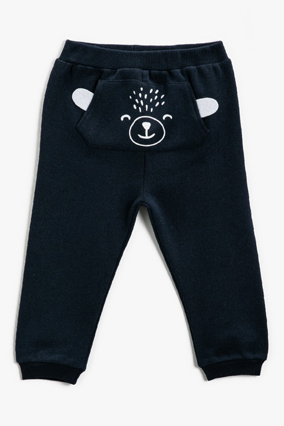 KOTON, Pantaloni cu aplicatie cu ursulet, Bleumarin