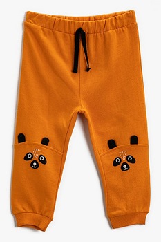 KOTON, Pantaloni sport cu model grafic, Oranj safron