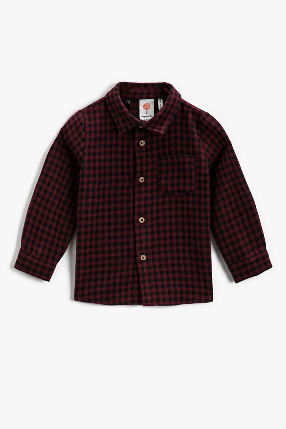KOTON, Camasa cu model in carouri si buzunar pe piept, Rosu bordeaux/Negru