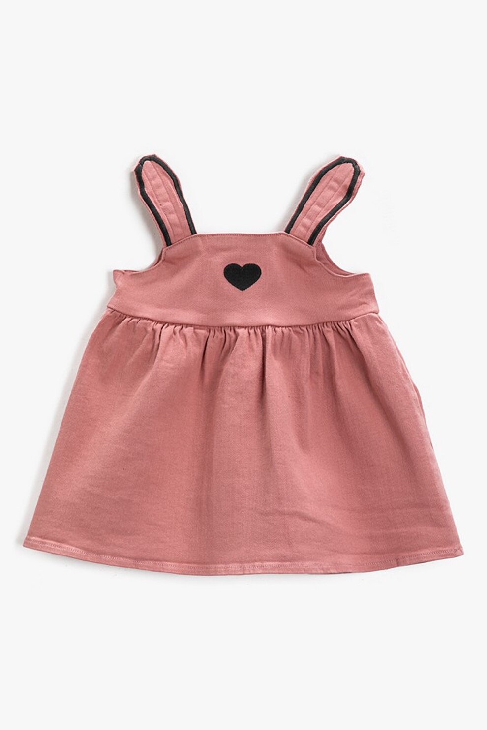 KOTON, Rochie cu decolteu patrat si model iepuras, Roz pastel