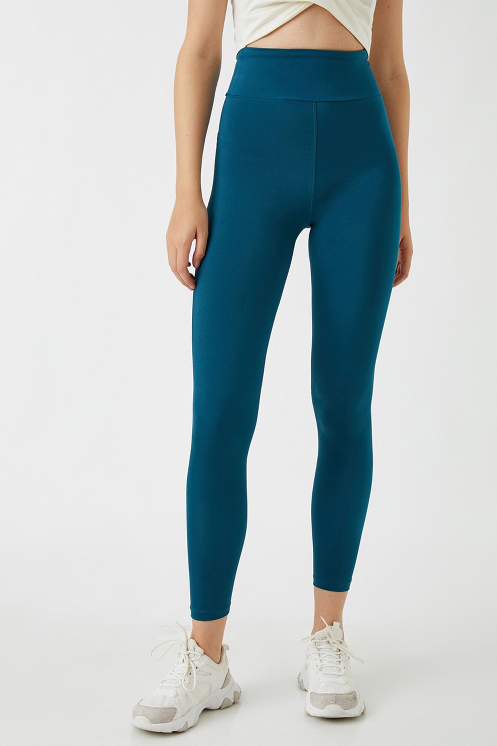 KOTON, Colanti crop cu talie inalta, Albastru