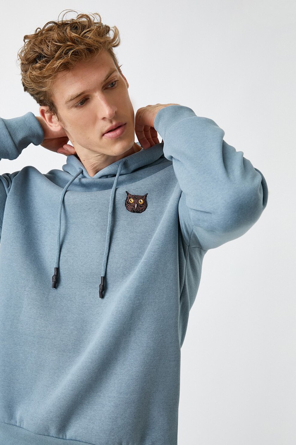 KOTON, Hanorac cu detaliu grafic brodat, Albastru prafuit, S