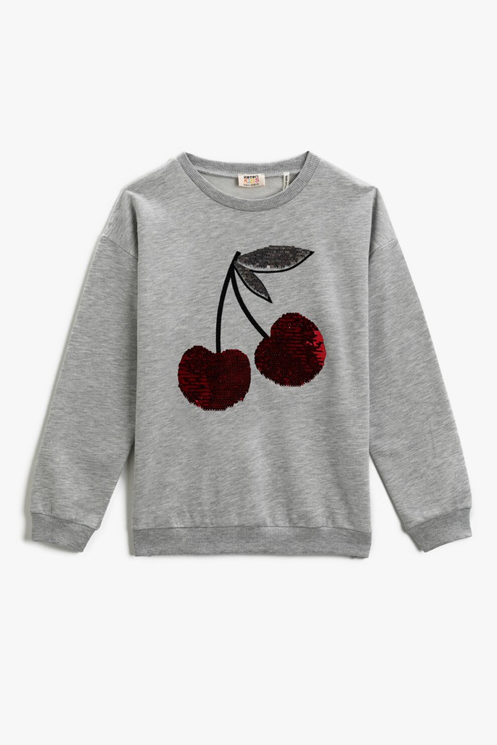 KOTON, Bluza sport cu decolteu la baza gatului si paiete reversibile, Gri melange