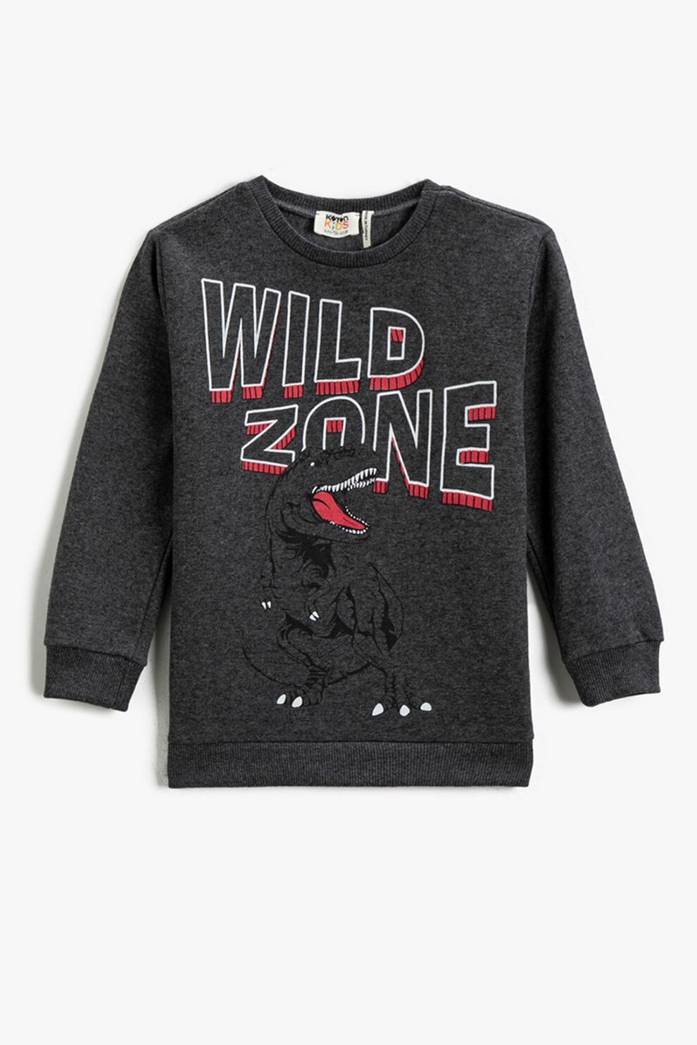 KOTON, Bluza sport cu imprimeu text, Gri inchis melange