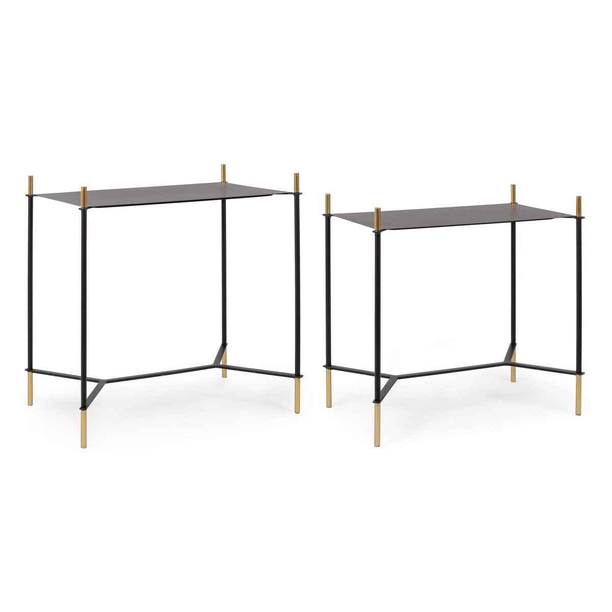 Set 2 masute cafea dreptunghiulare metal negru auriu Anisha 54 cm x 34 cm x 54 cm; 59 cm x 39 cm x 61 h