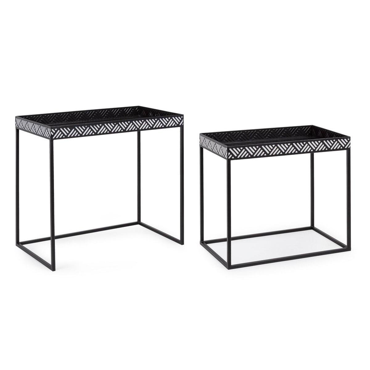 Set 2 masute fier negru Inky 52 cm x 33 cm x 48 h; 62 cm x 36 cm x 58 h