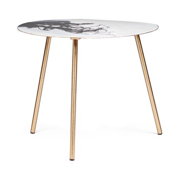 Masuta cafea cu blat metal alb negru picioare aurii Karima 58 cm x 50 cm x 47 h Masuta cafea cu blat metal alb negru picioare aurii Karima 58 cm x 50 cm x 47 h