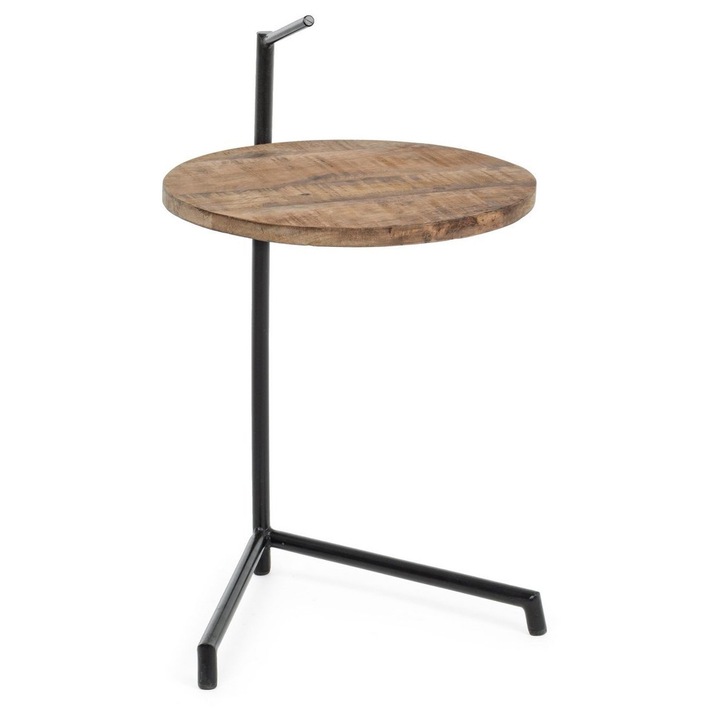 Masuta de cafea din fier cu blat lemn mango Walton 38 cm x 44 cm x 63 h