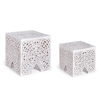 Set 2 masute cafea din lemn alb antichizat Kiran 40 cm x 40 cm x 40 h; 30 cm x 30 cm x 30 h Set 2 masute cafea din lemn alb antichizat Kiran 40 cm x 40 cm x 40 h; 30 cm x 30 cm x 30 h