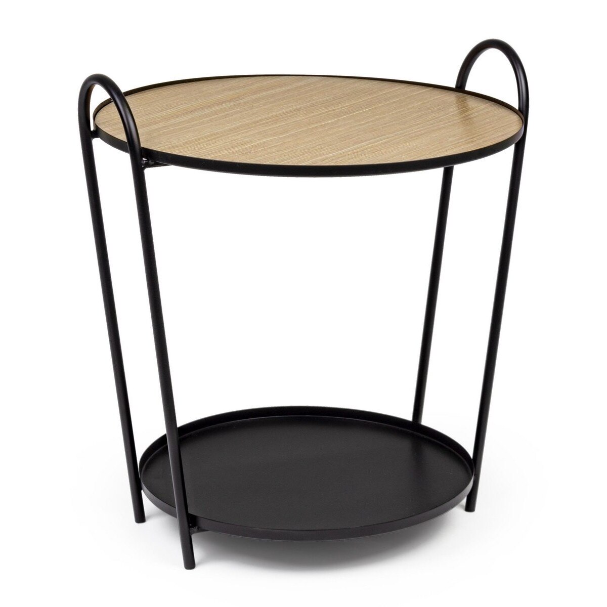 Masuta cafea cu blat mdf natur cadru fier negru Everitt Ø 51 cm x 57 h