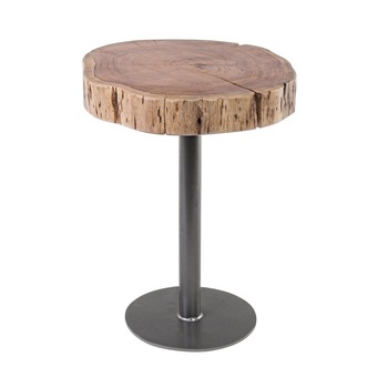 Masuta cafea cu picior fier negru si blat lemn natur Benson Ø 42 cm x 50 h Masuta cafea cu picior fier negru si blat lemn natur Benson Ø 42 cm x 50 h