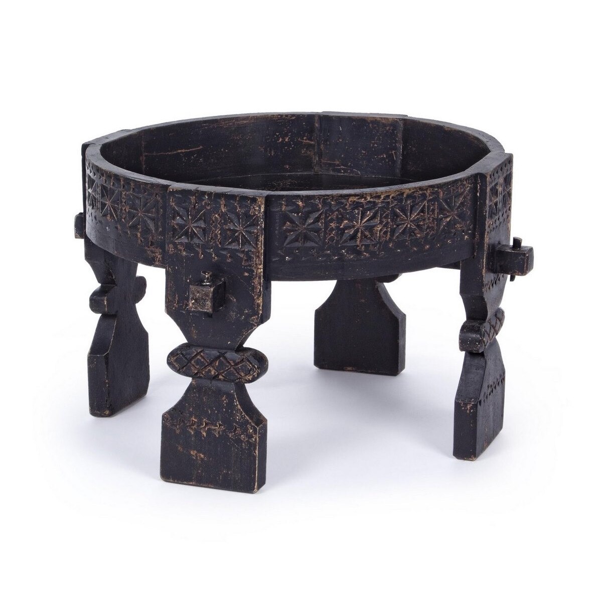 Masuta de cafea din lemn negru patinat Yasir 55 cm x 55 cm x 55 h