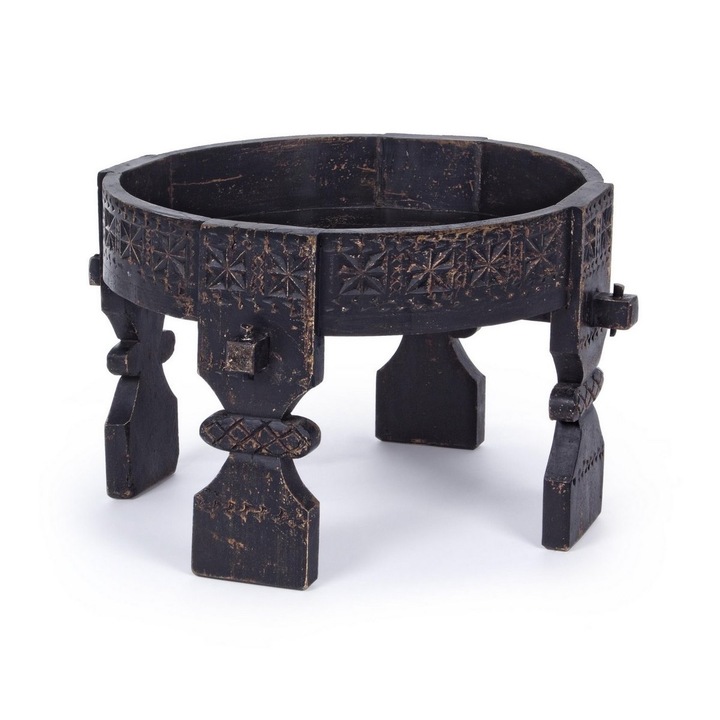 Маса за кафе в черно патинирано дърво Yasir 55 cm x 55 cm x 55 h