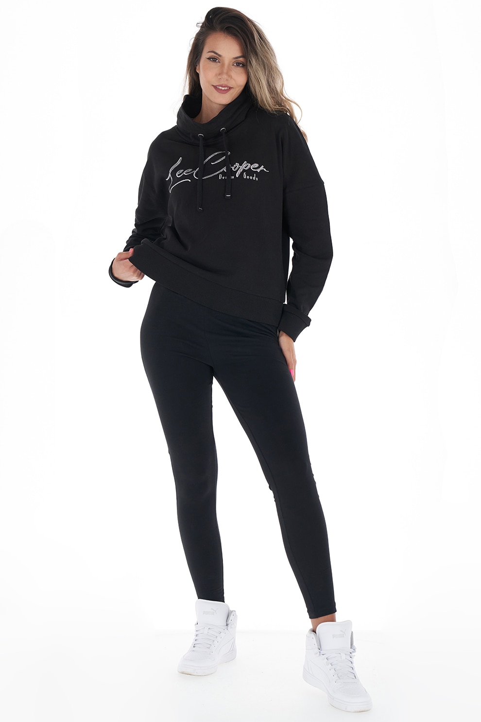 Lee Cooper, Pantaloni sport cu logo, Negru