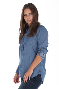 Lee Cooper, Camasa din denim cu buzunare cu clapa, Albastru Lee Cooper, Camasa din denim cu buzunare cu clapa, Albastru