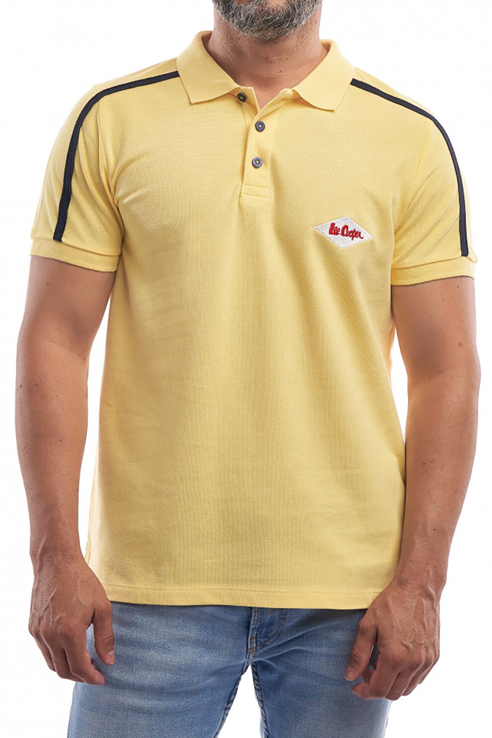 Lee Cooper, Tricou polo cu segmente laterale contrastante, Galben pai