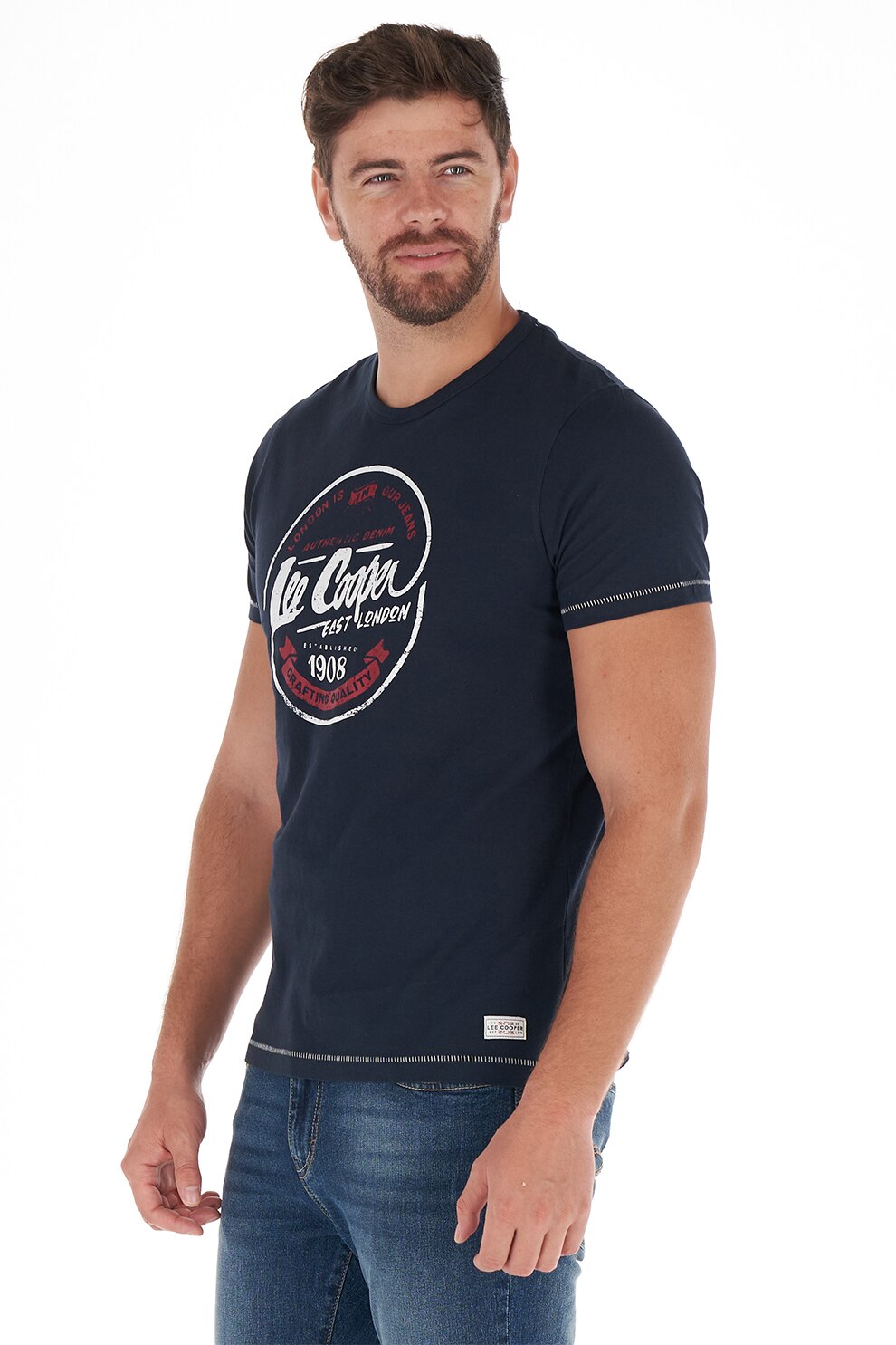 Lee Cooper, Tricou de bumbac cu imprimeu logo, Bleumarin