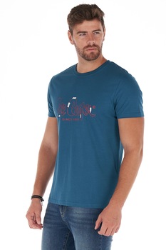 Lee Cooper, Tricou cu imprimeu logo, Albastru inchis, 2XL Lee Cooper, Tricou cu imprimeu logo, Albastru inchis, 2XL