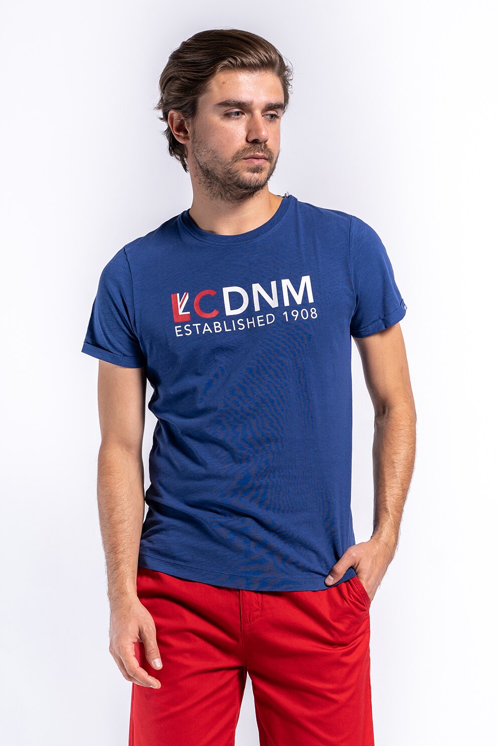 Lee Cooper, Tricou de bumbac cu imprimeu logo, Albastru