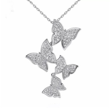 Lant din argint 925 cu pandantive in forma de fluture, reglabil, RRI Lant din argint 925 cu pandantive in forma de fluture, reglabil, RRI