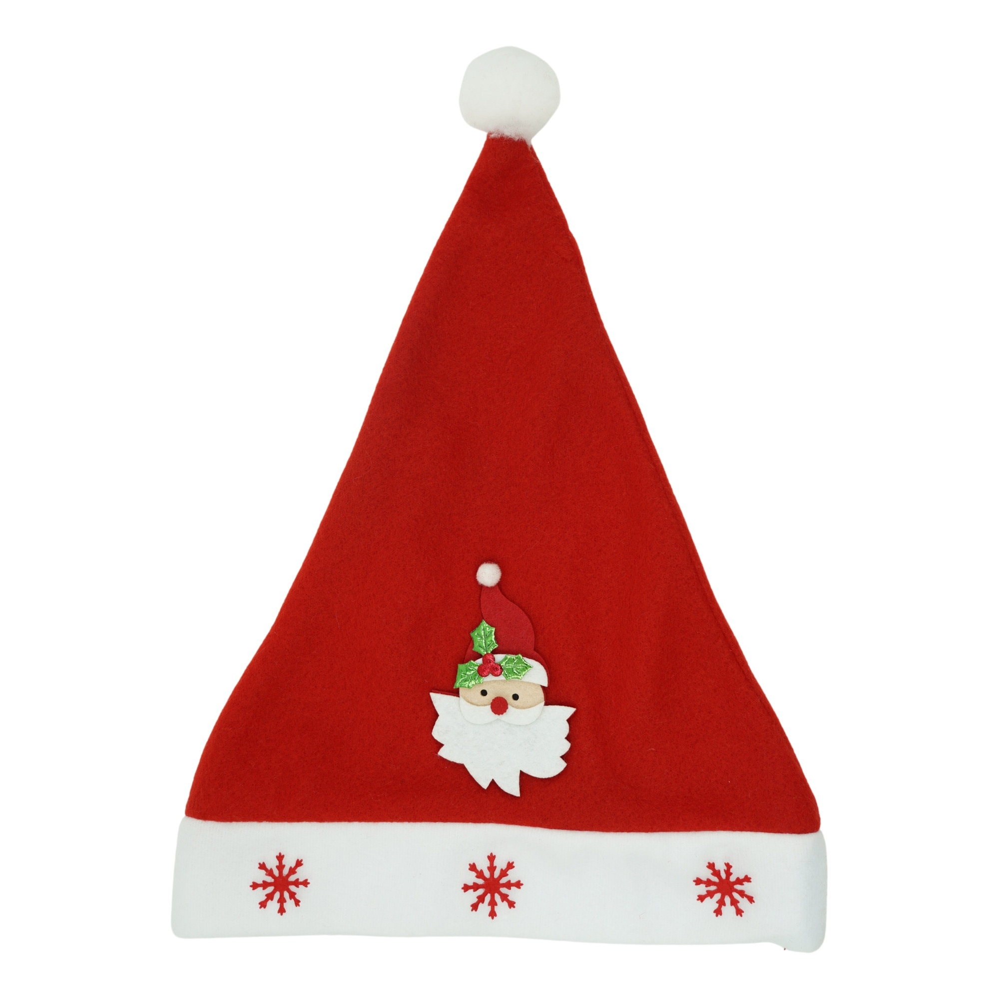 Caciulita de Mos Craciun, Flippy,cu model de Mos Craciun si ornament fulg de nea, rosie, marime universala, material textil