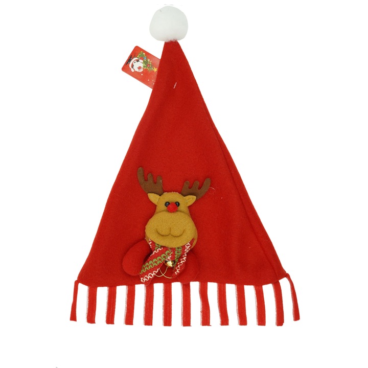 Коледна шапка Flippy елен, универсален размер, червен, текстил