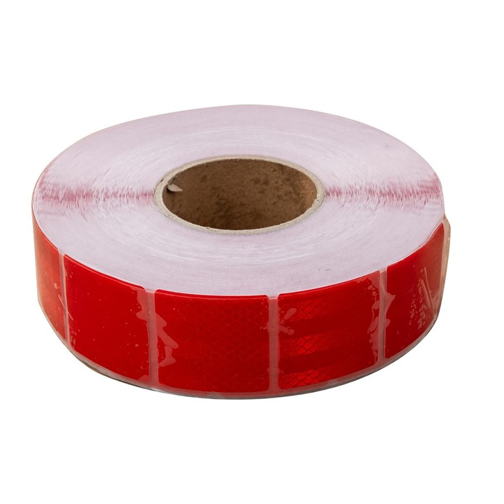 Banda reflectorizanta rosie segmentata - rola intreaga 45 m