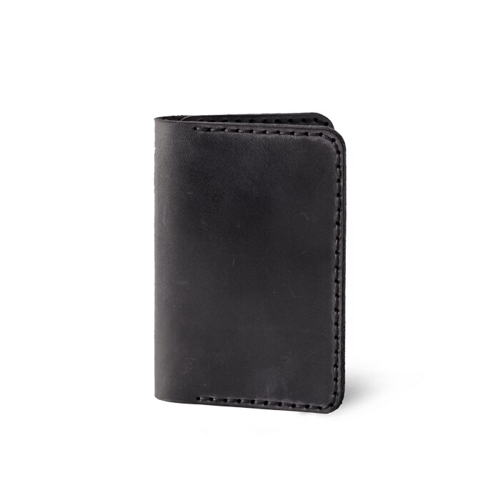 Portofel Din Piele Neagra, Zuriell Bifold, 82 x 116 x 8 mm, Personalizat, Cusut Manual