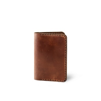 Portofel Din Piele Maro, Zuriell Bifold Mini, 68 x 100 x 6 mm, Personalizat, Cusut Manual